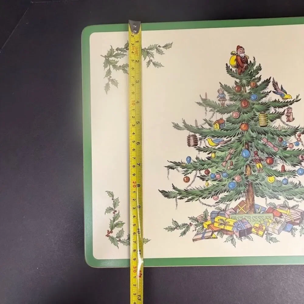 Set of 4 Spode Christmas Tree Cork & Acrylic Finish 16x12 Placemats Made England
